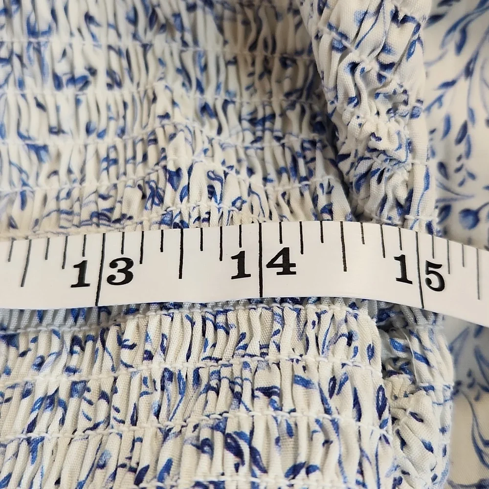 H&M White Blue Floral Strappy Dress XL NWT - Picture 7 of 8